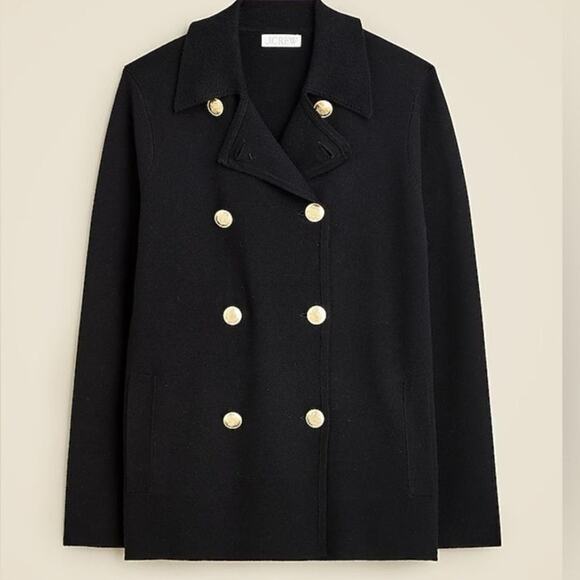 NWOT J. Crew Warwick Sweater Blazer Gold Button Detail Black XS - Picture 6 of 11